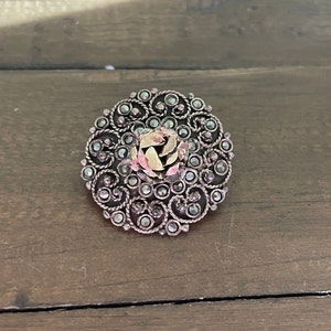Vintage 800 silver and 9ct rose gold and marcasite brooch made in Greece