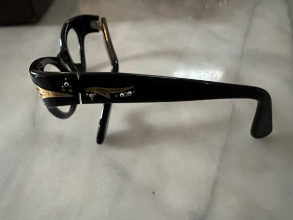 Vintage black plastic 1950s 1960s cat eye glasses… - image 6