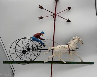 Vintage Curtis Jere Sulky and Horse Metal Sculpture / Weathervane