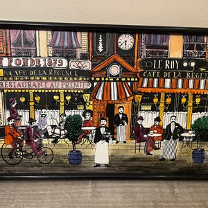 Framed Paris street scene painting replica of H Duchamp