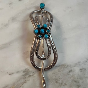 Vintage DC Thomas Navajo Sterling Silver and Turquoise Stone  display picture 2