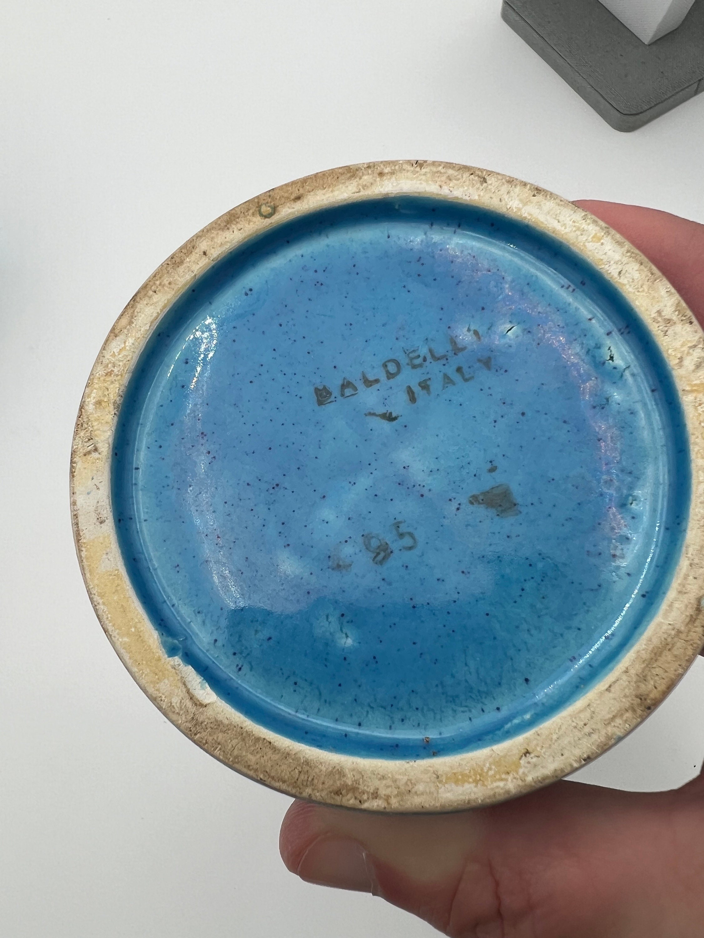 Vintage Baldelli Italy Blue and Green Ceramic Kitchen Canisters