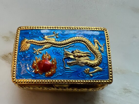 Vintage Chinese export gilt silver enamel guilloc… - image 2