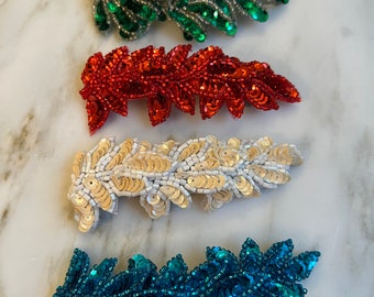 Vintage beaded and sequined hair clip barrettes
