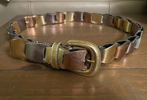 Vintage copper gold and silver link belt - image 1