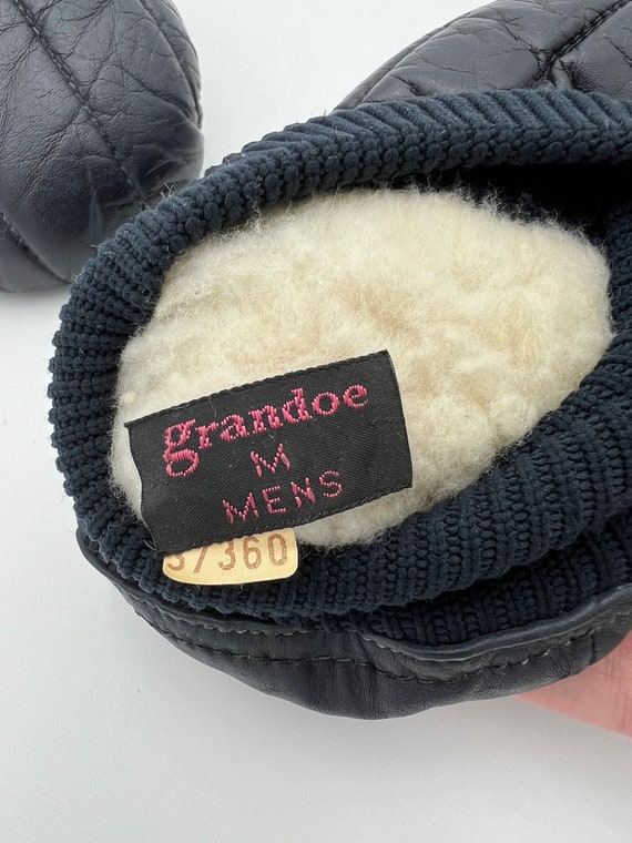 Vintage Grandoe navy blue leather fleece lined mi… - image 10