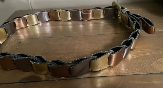 Vintage copper gold and silver link belt - image 5