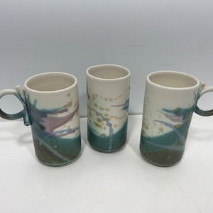 Set of 3 Helga Mader Montreal Canada pottery cups or mugs