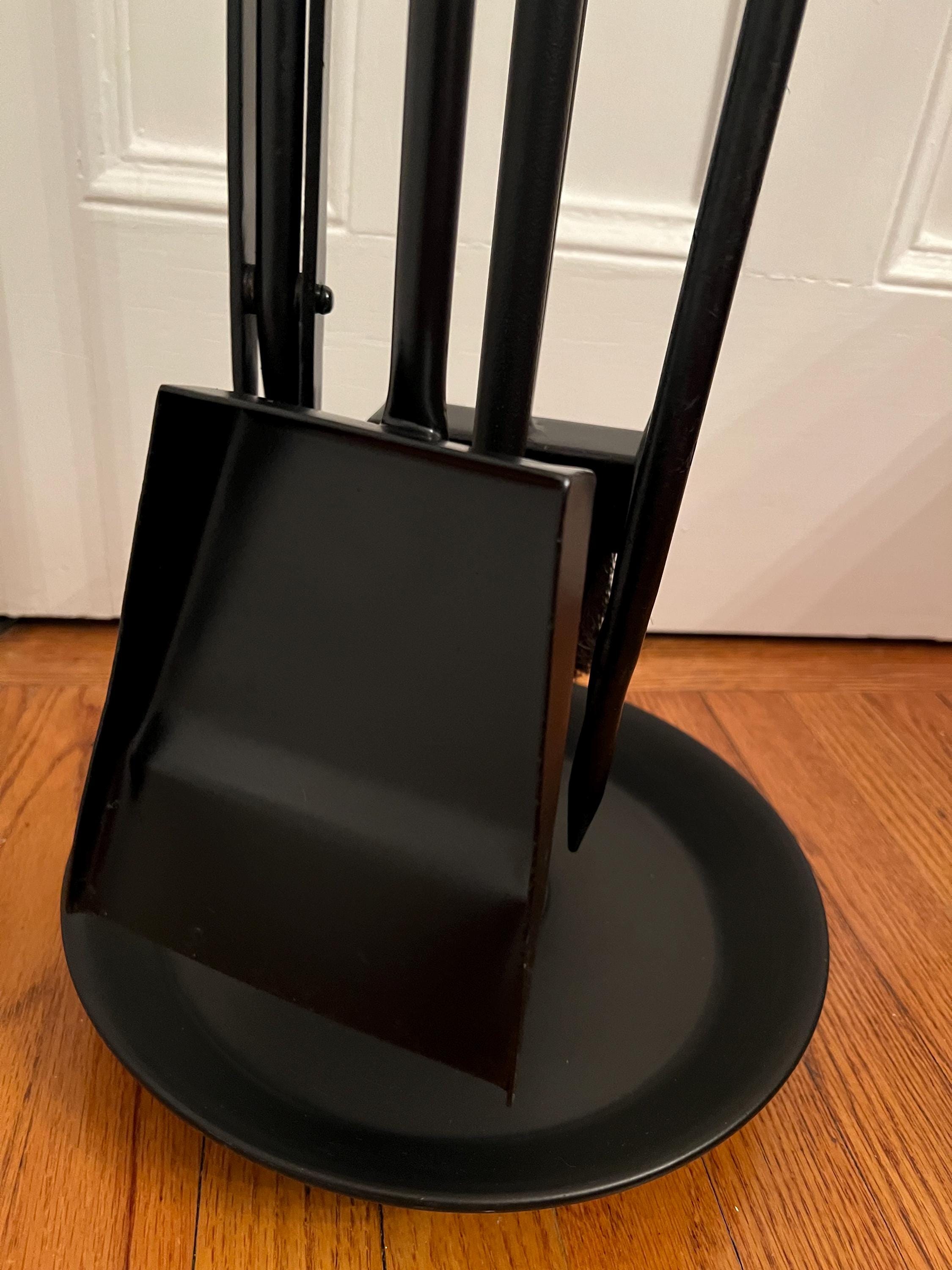 Vintage Jacques Adnet Leather and Iron Modernist Fireplace Tools