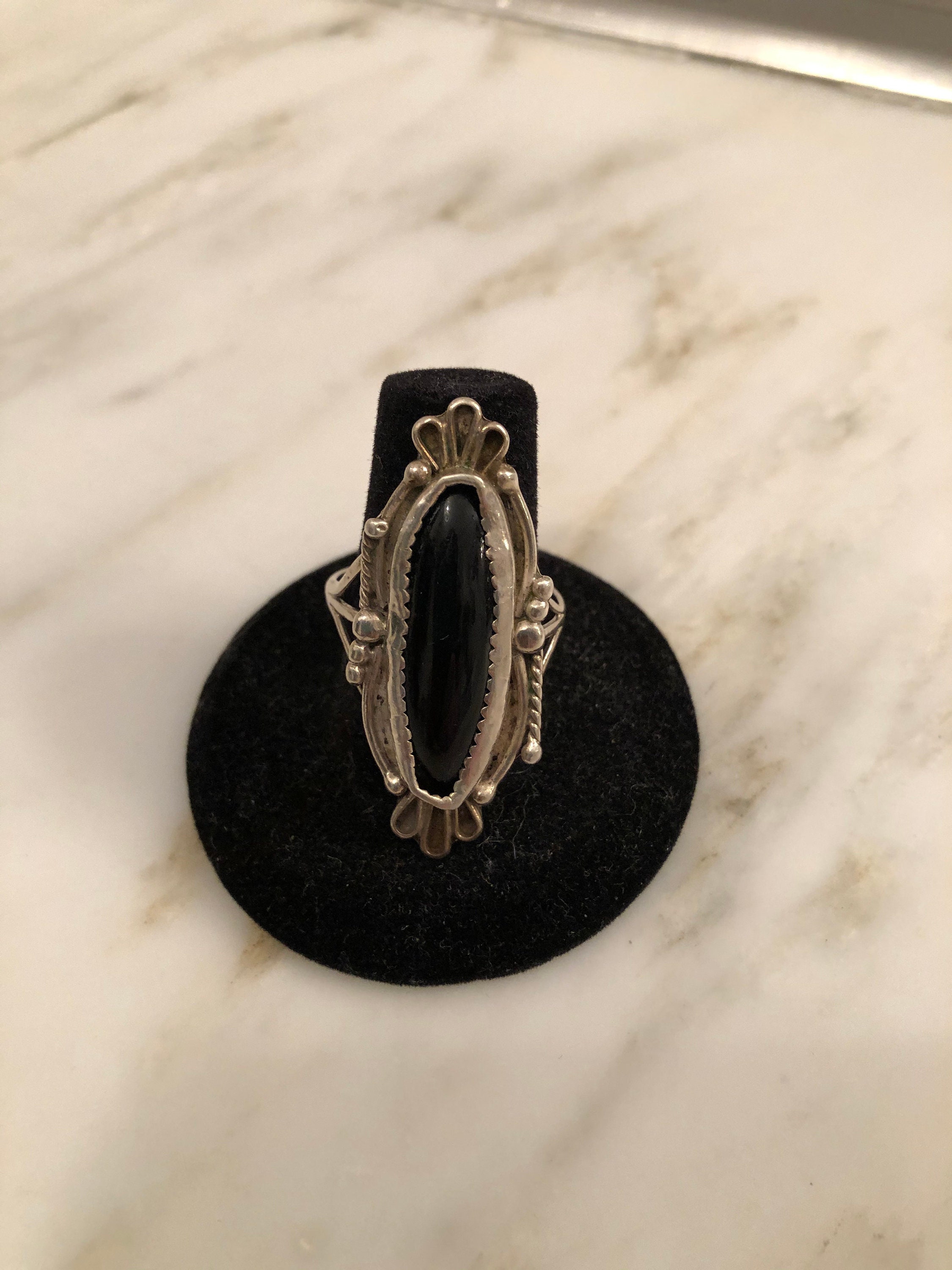 Vintage jw jack whittaker sterling and onyx ring