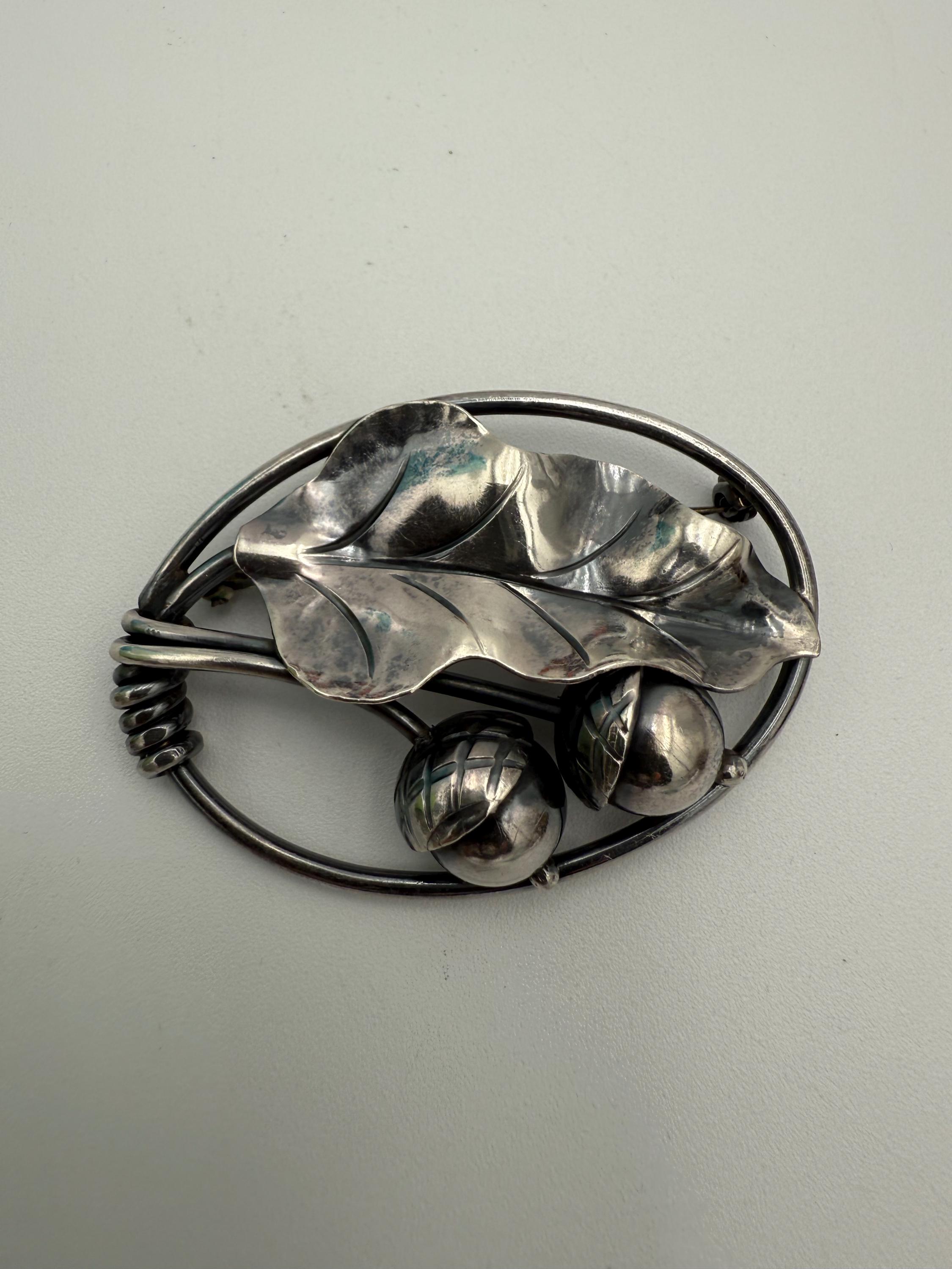 Vintage Georg Jensen Hand Wrought Sterling Silver Oak Leaf and