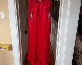 strapless open back dress Strapless Long Red Prom Dresses with Pockets FD1707B – Viniodress main image 1
