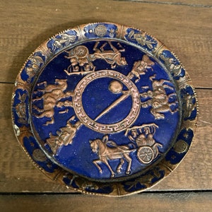 Vintage new york worlds fair brass enamel plate or trinket dish