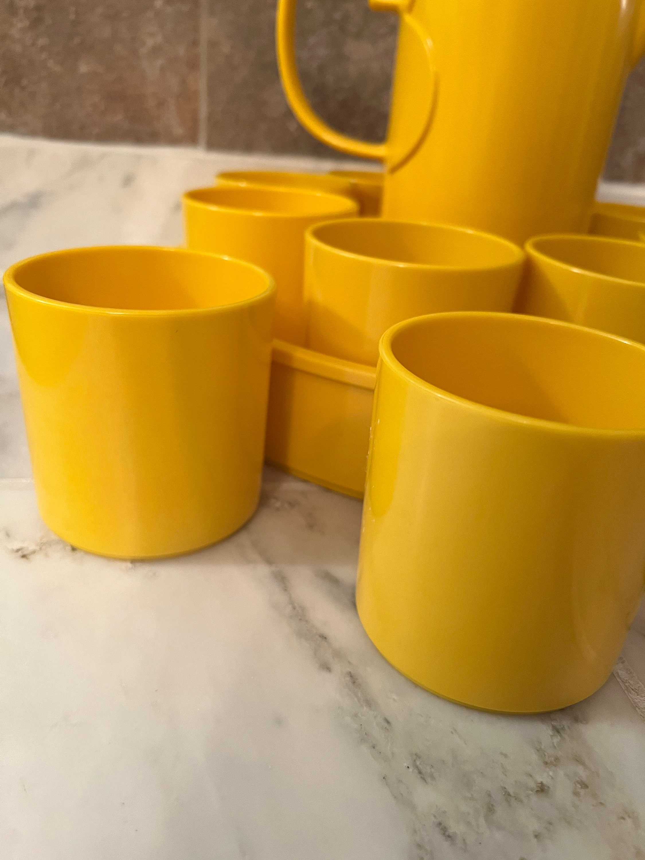 Vintage Dansk Yellow Melamine Tray Cups and Pitcher by Gunnar