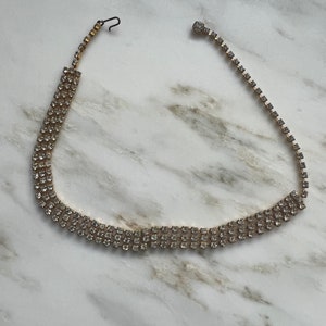 Vintage gold tone rhinestone choker necklace