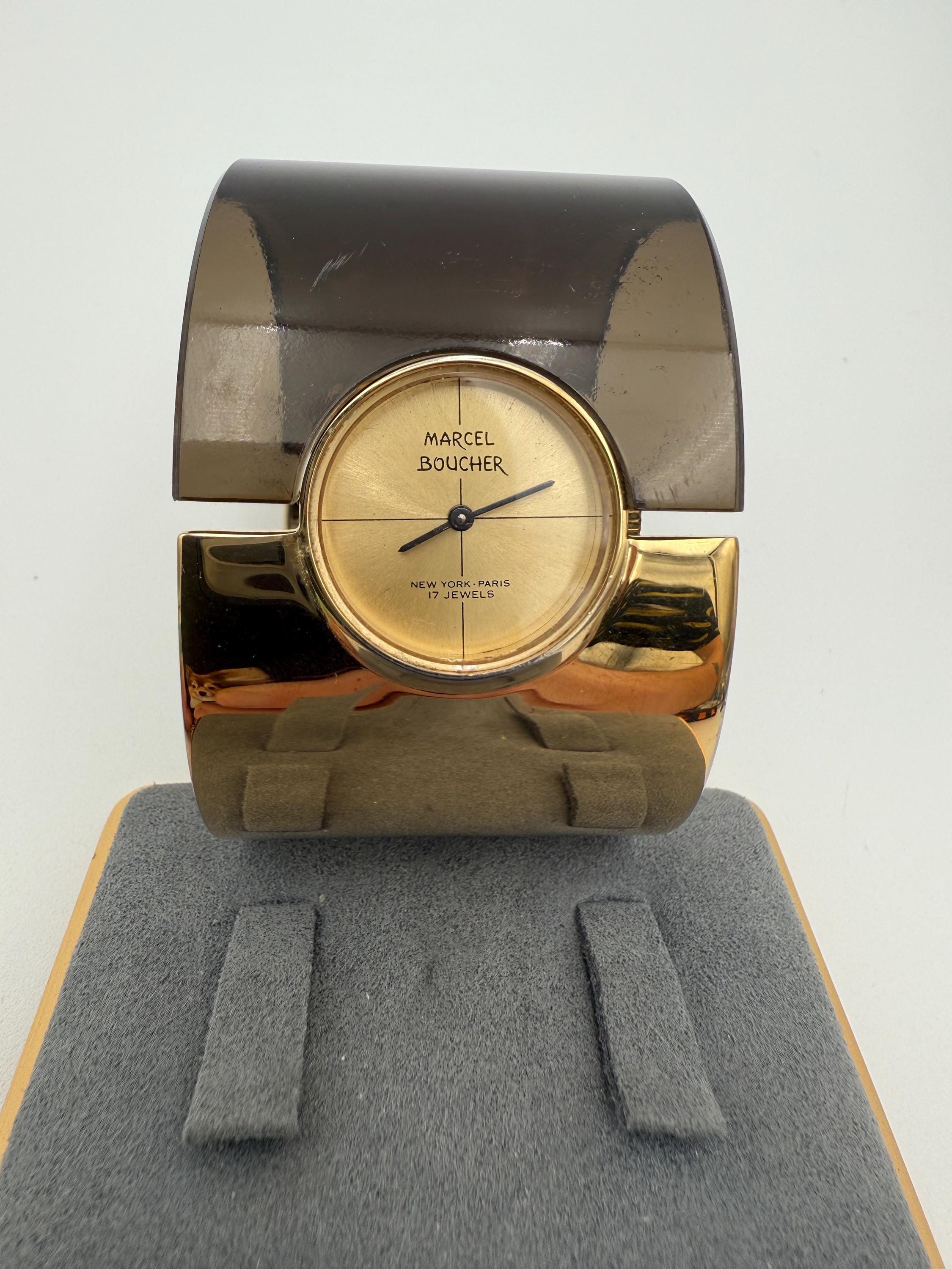 Vintage Marcel Boucher Wind up Lucite and Gold Metal Hinged  display picture 3