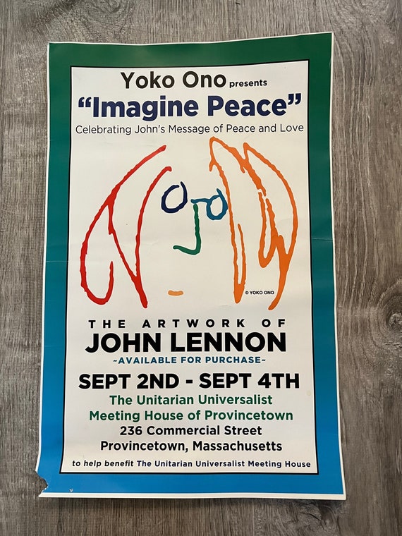 Vintage Yoko Ono Imagine Peace Poster, John Lennon Artworkvintage