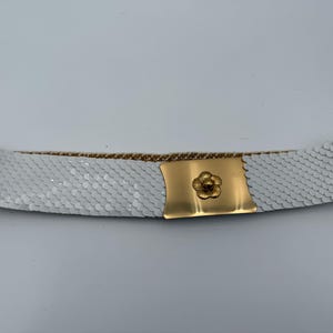 Vintage 1980s NOS Wide White Stretch Belt With Gold Metal  display picture 3