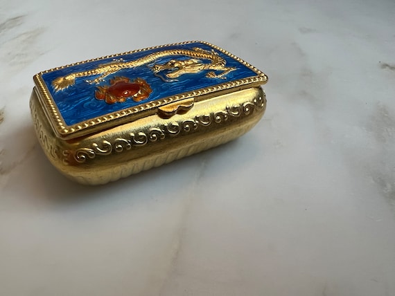 Vintage Chinese export gilt silver enamel guilloc… - image 3