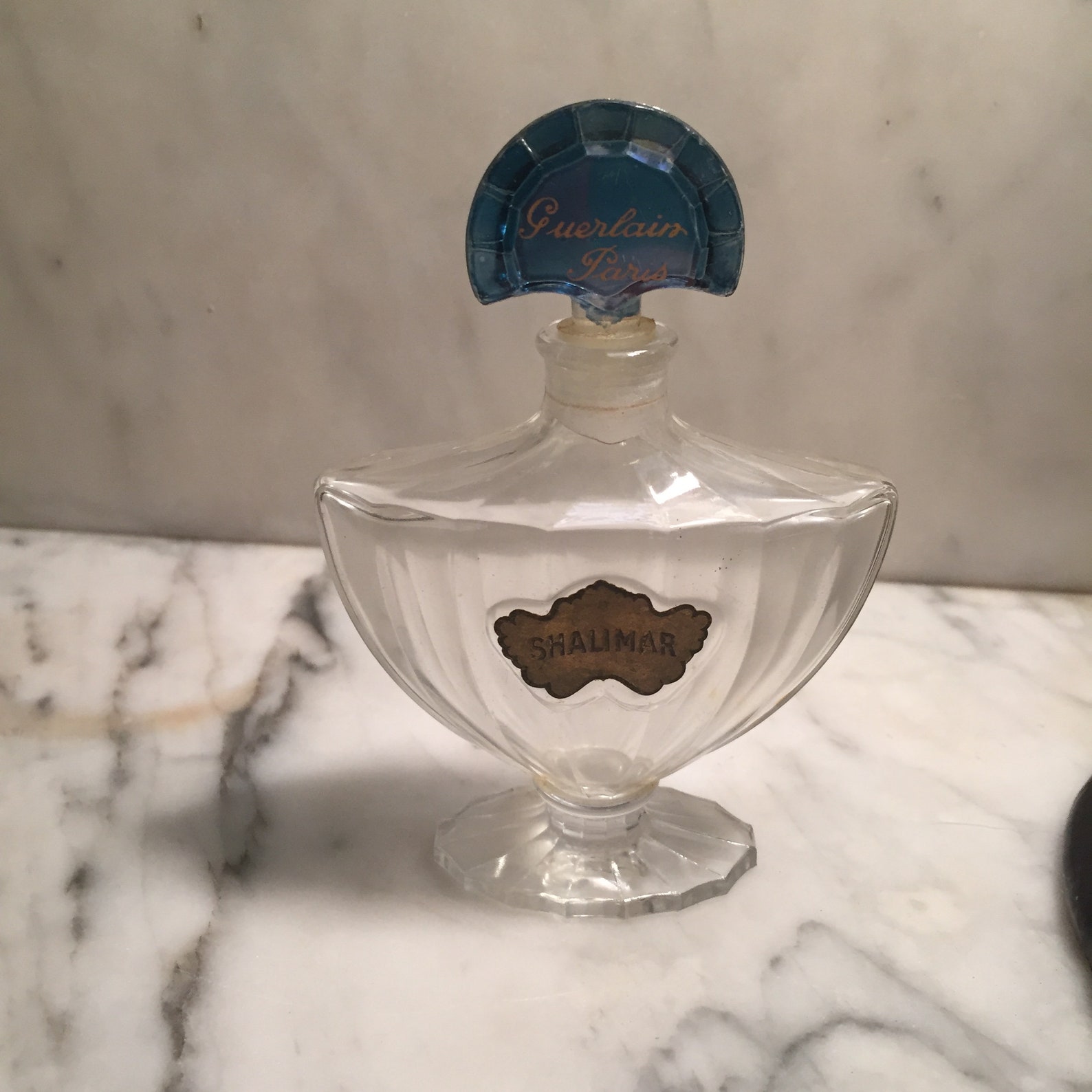 Vintage Guerlain Paris Shalimar Crystal Perfume Bottle Empty Etsy