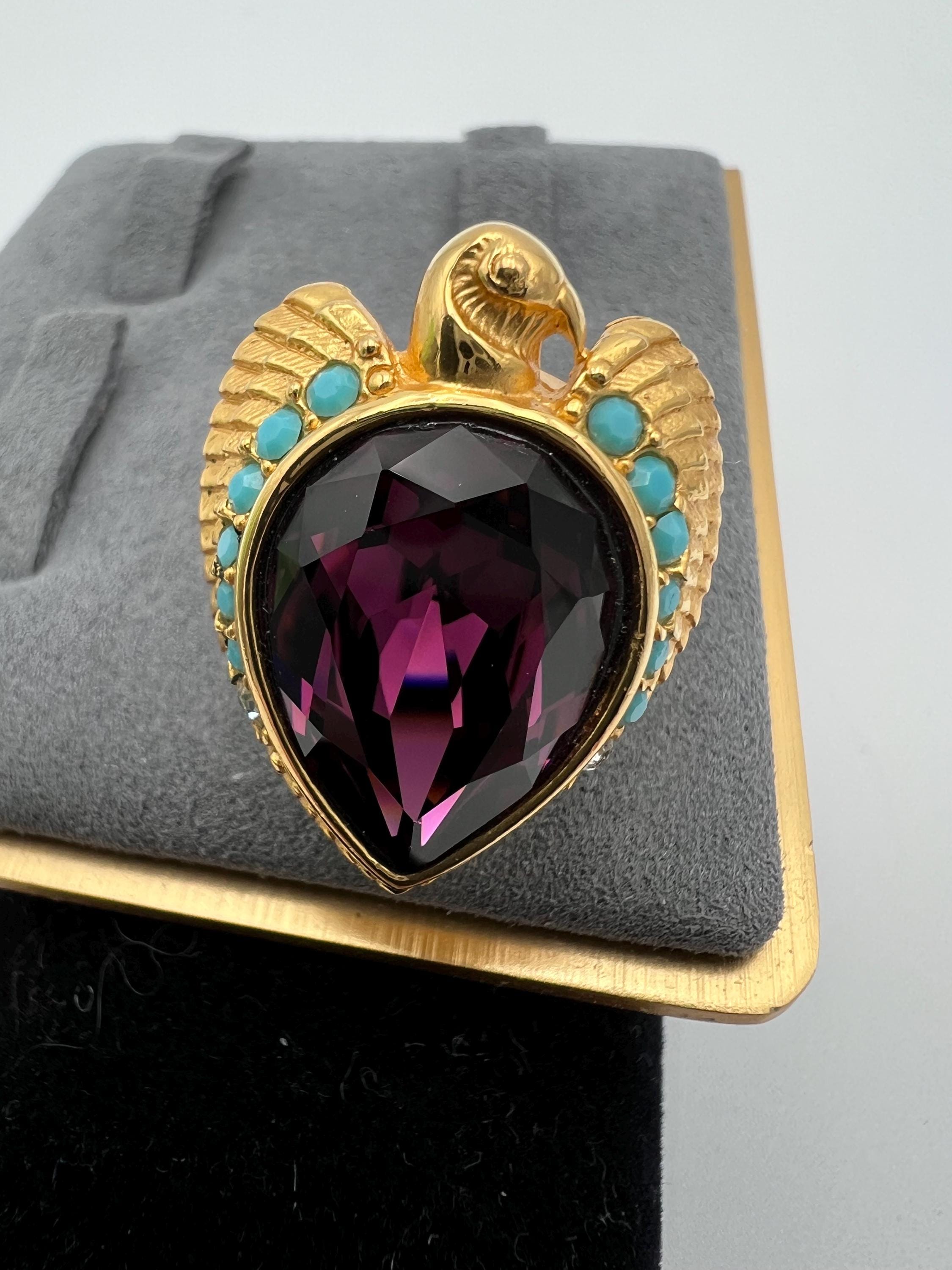 Vintage Elizabeth Taylor for Avon Falcon Ring With Large Faceted