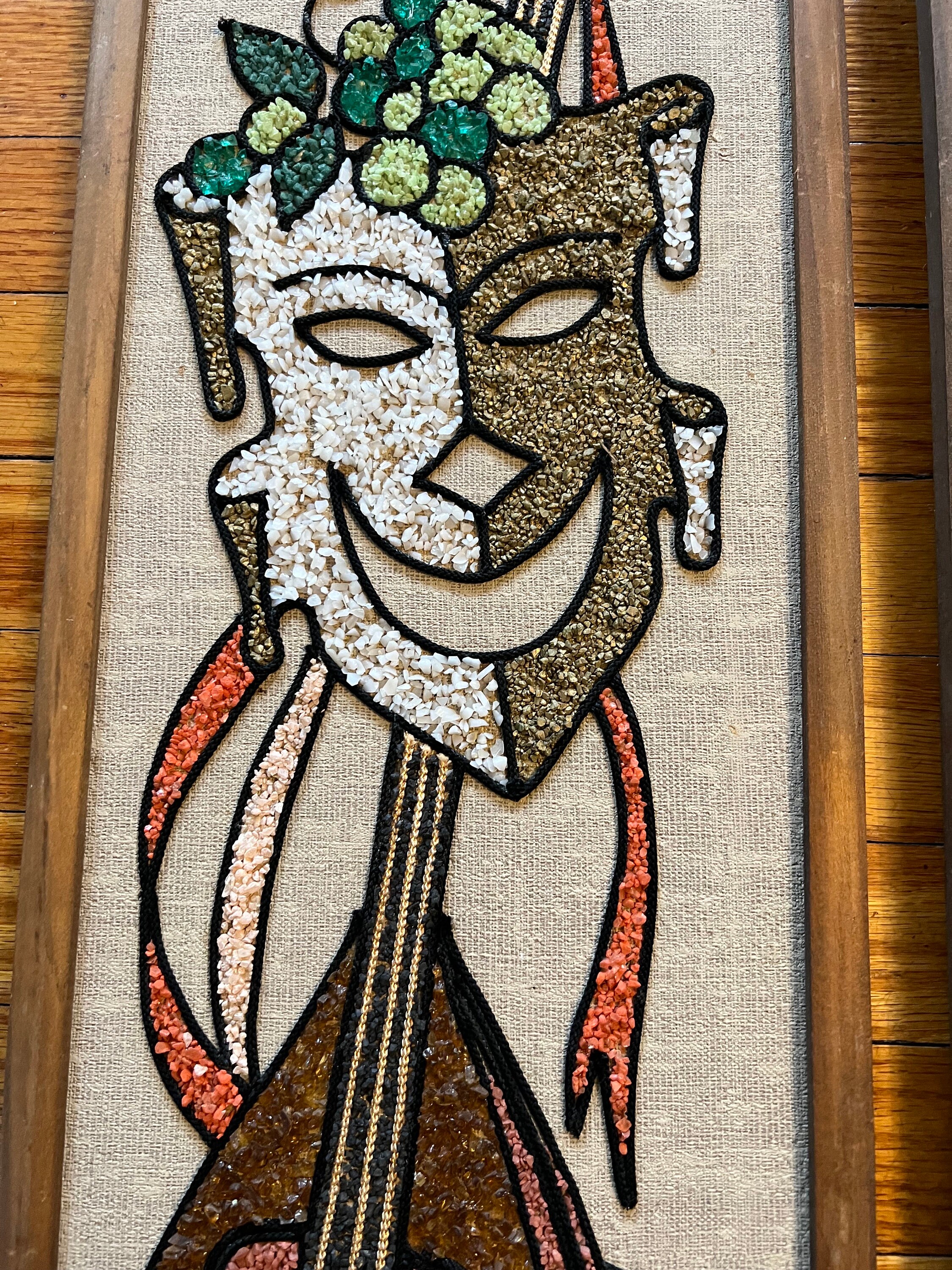 Vintage Mid Century Pair of Gravel Art Comedy Tragedy Wall