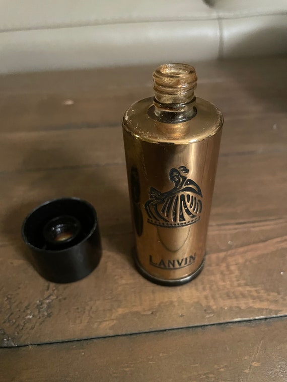 Vintage Lanvin Arpege Black and Gold Metal and Glass Perfume