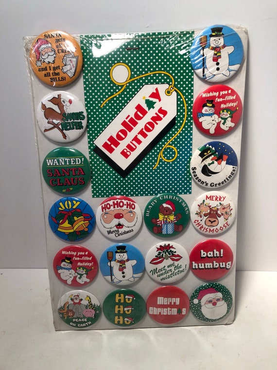 Vintage set of 36 holiday christmas button sales d