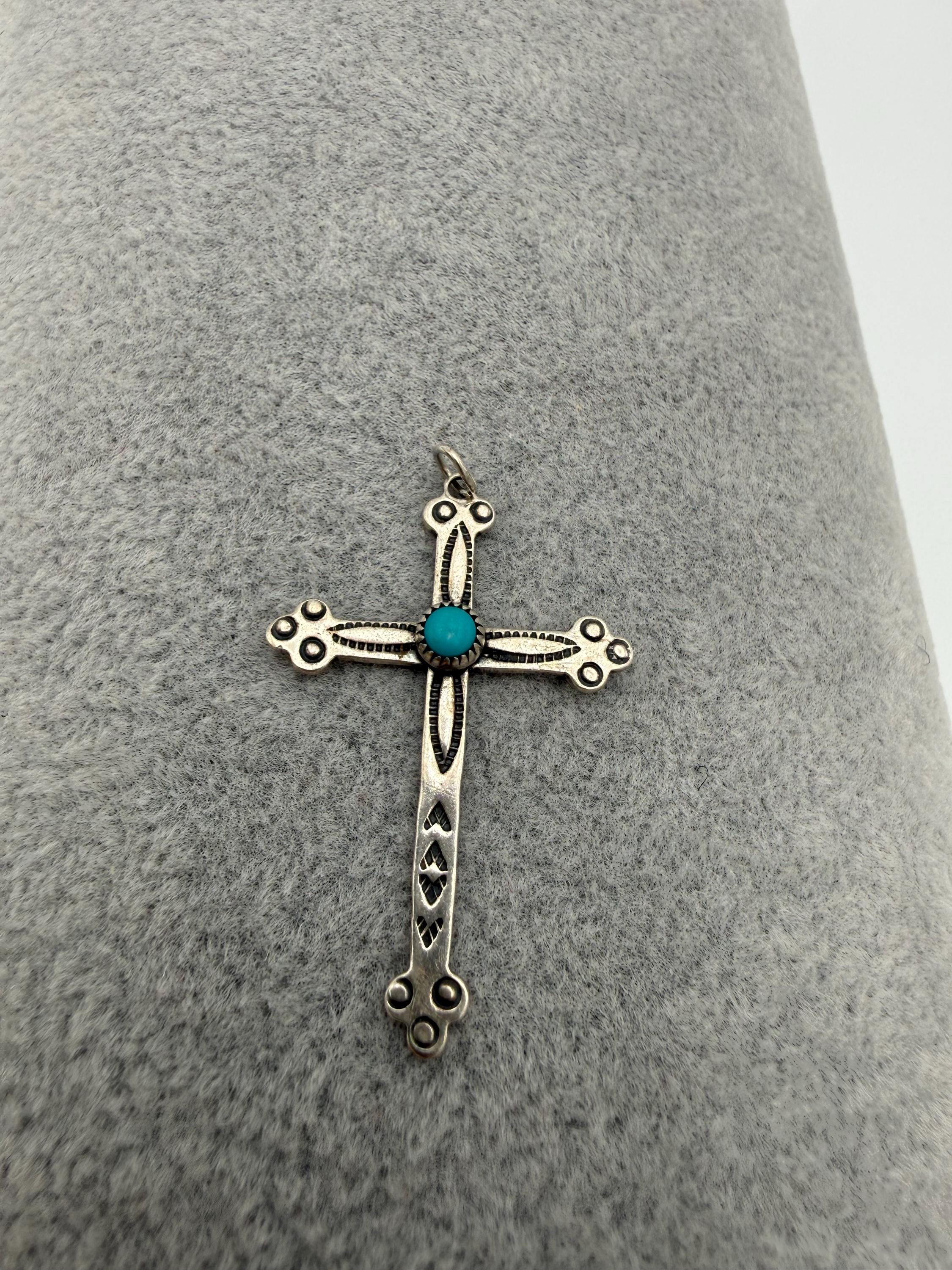 Vintage Bell Trading Post Sterling Silver Turquoise Cross