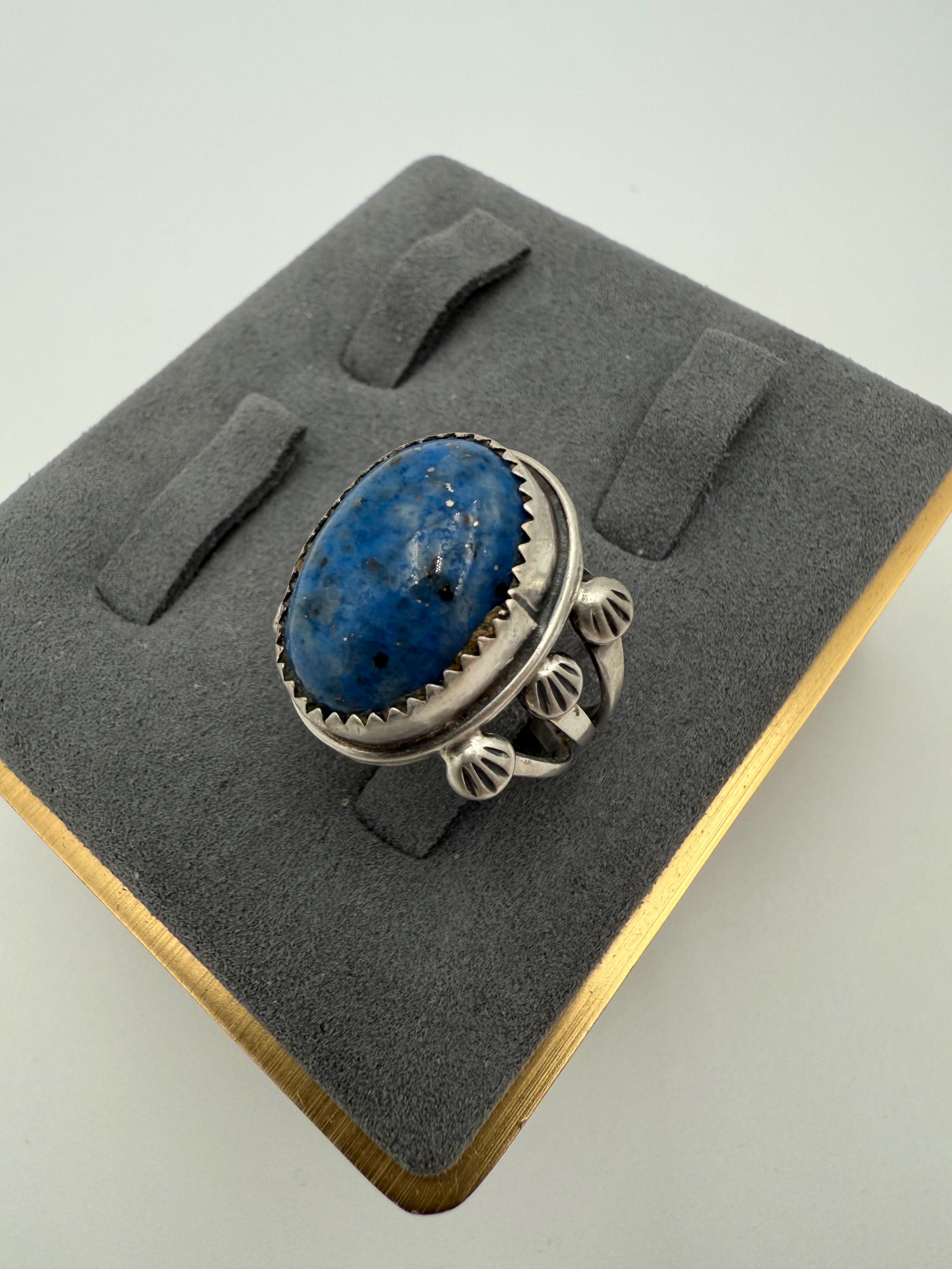 Vintage Paulene Mccray Navajo Denim Lapis and Sterling Silver Ring
