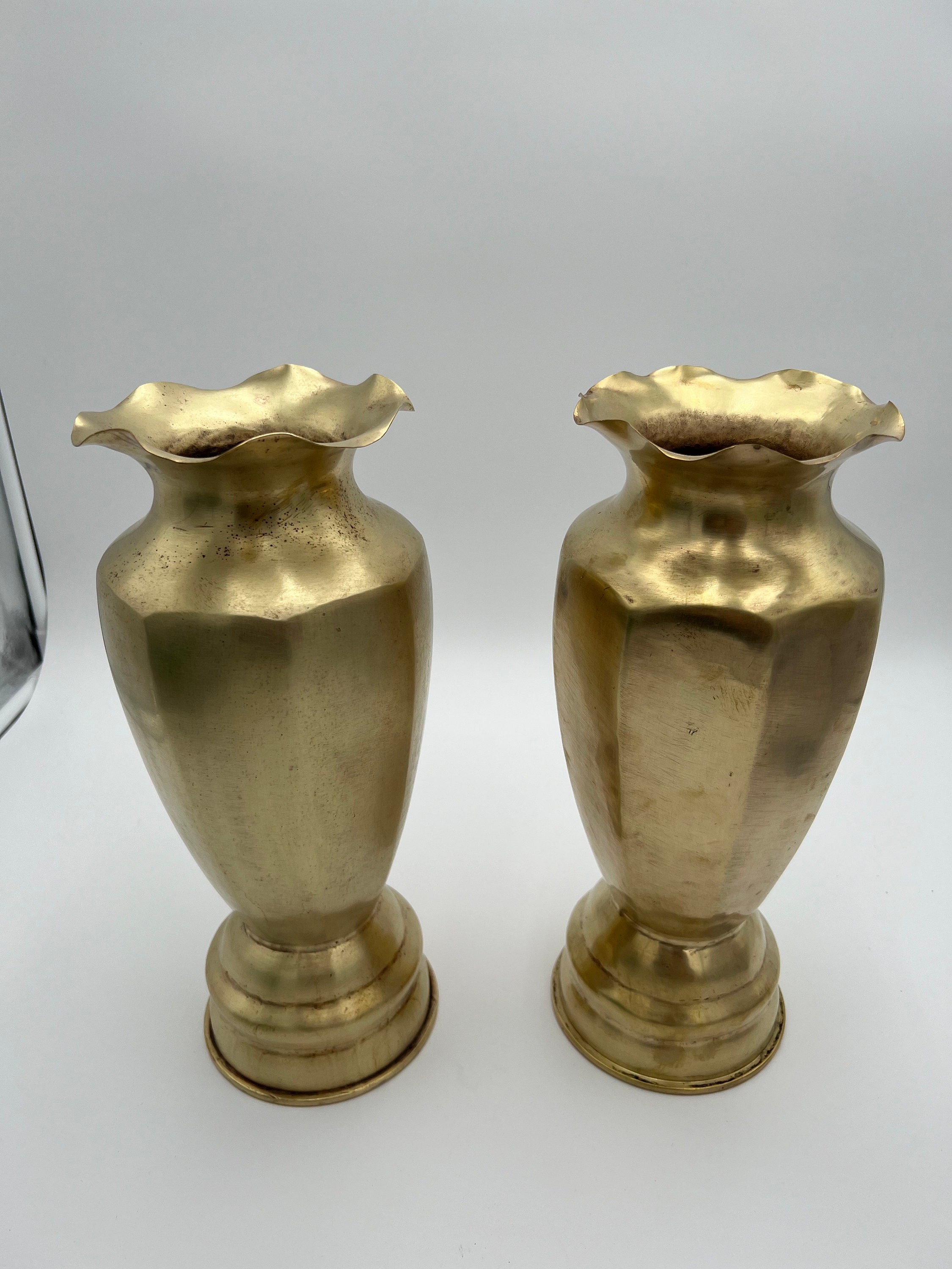 レア 金文字 US ARMY 立花 当時物 ビンテージ ヴィンテージ Vintage Vietnam War Era M14 Trench Art Artillery Shell Brass Vases