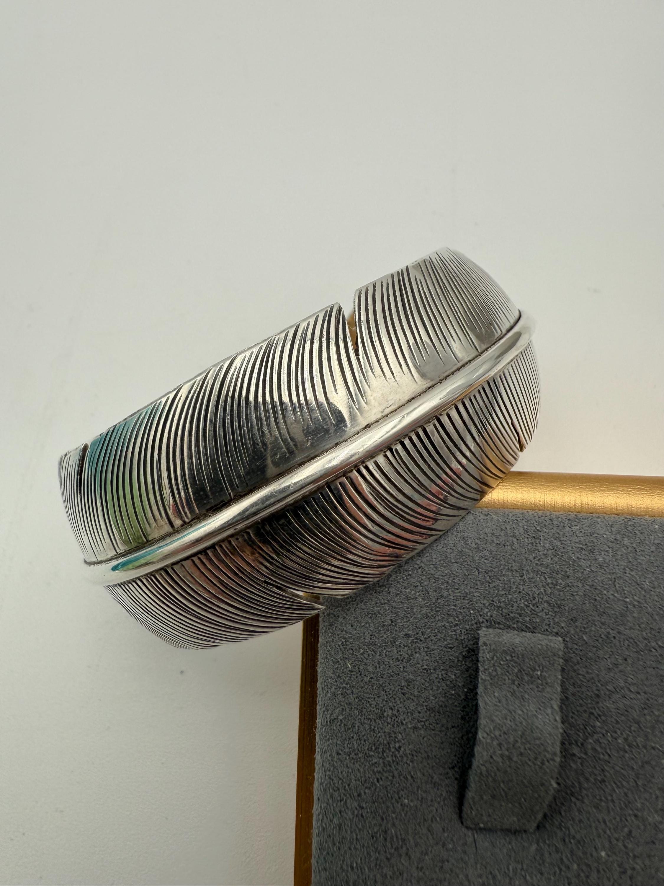 Vintage Navajo Sterling Silver Feather Cuff Bracelet Unsigned - Etsy