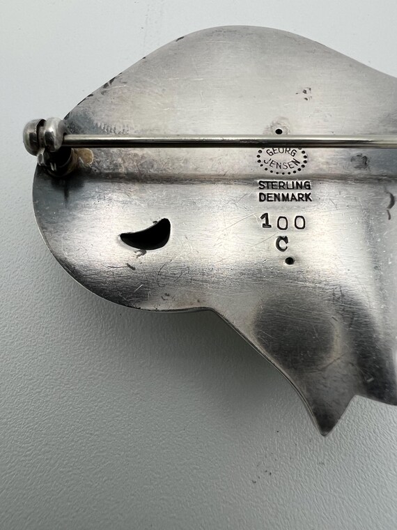 Vintage Georg Jensen Denmark 100c Sterling Silver Tulips Brooch