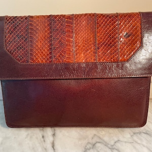 Bolso vintage de cuero italiano y piel de serpiente de la tienda flahs dept