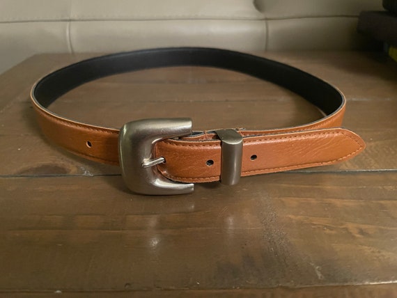 Vintage Brown Faux Leather Belt With Silver Bucklevintage - Etsy display picture 3
