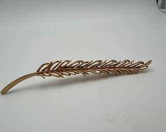 Vintage Coro Pegasus gold Feder oder Blatt Brosche über 5 cm lang