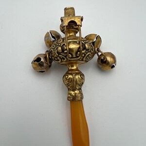 Antique Victorian Revival Brass Fur Clip Rattle With Whistle and ...