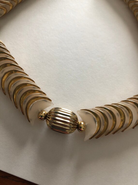 Vintage sandra david gold and satin beaded neckla… - image 4