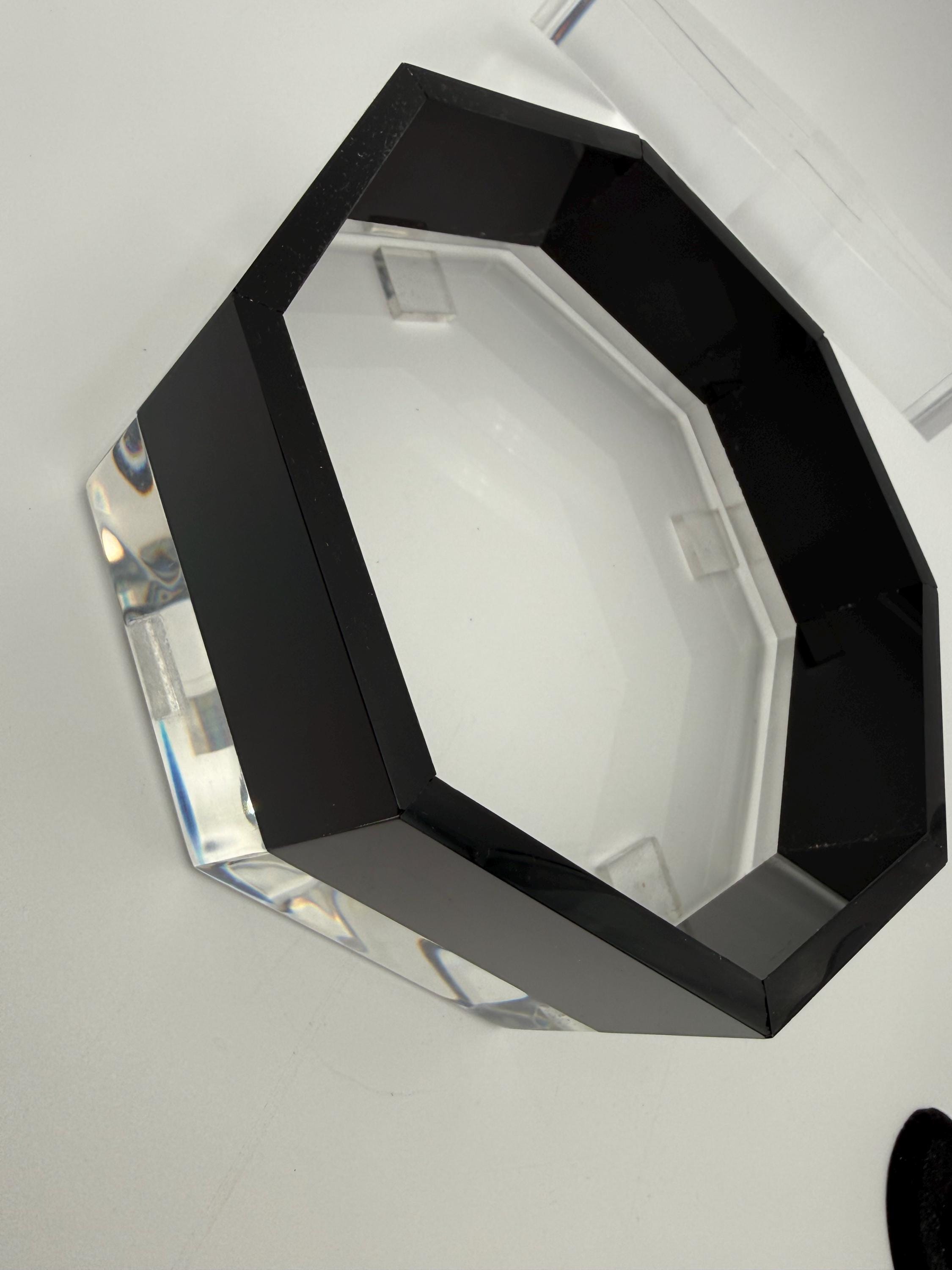 Banded Octagonal Box Vintage Heavy Lucite Octagonal Lidded Box With Black Band Alessandro ...