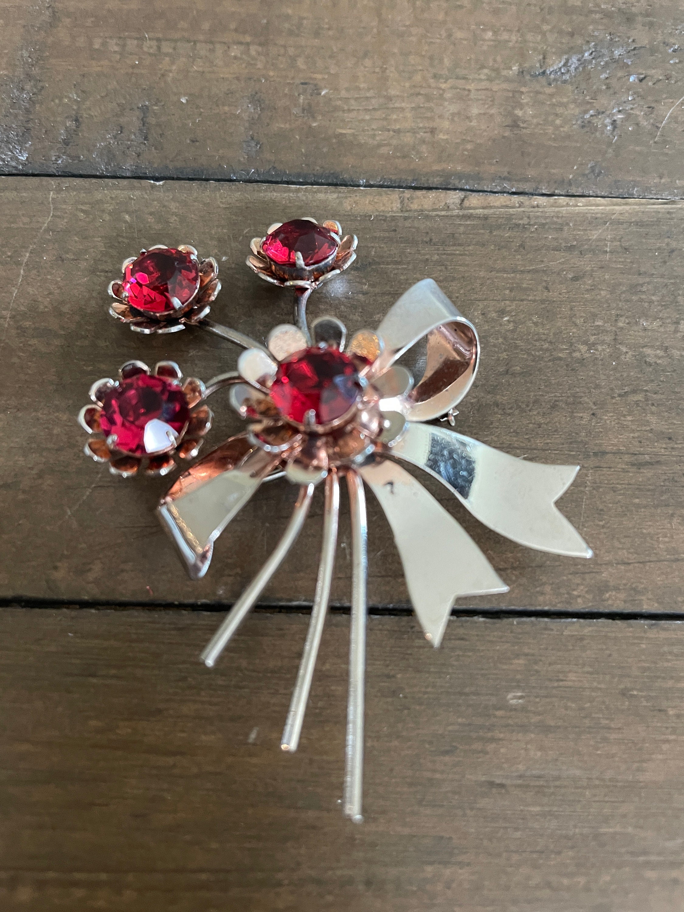 Rhinestone Flower Brooch - Etsy