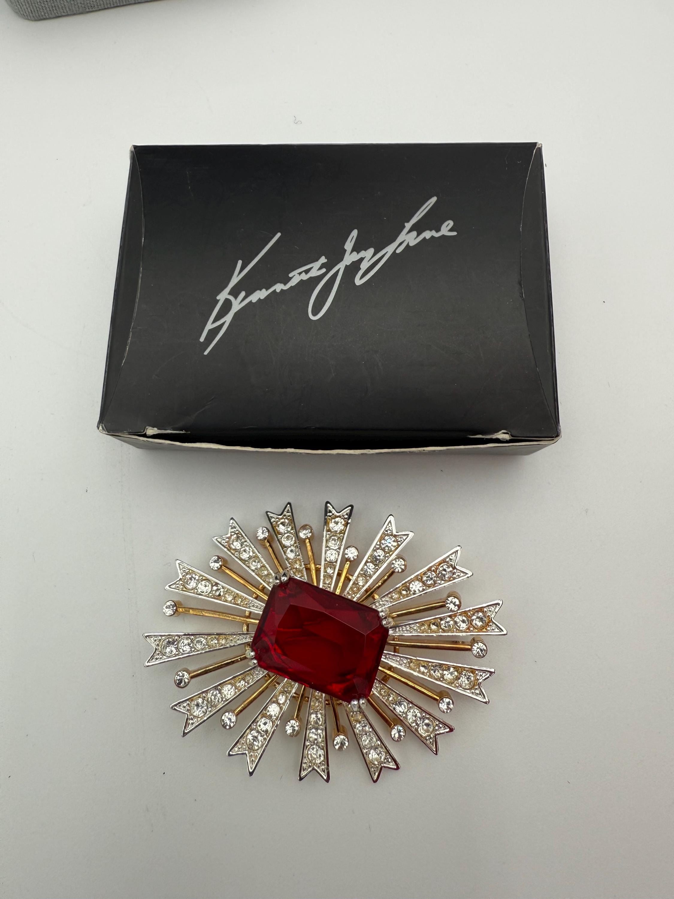 Vintage Red Glass Brooch - Etsy