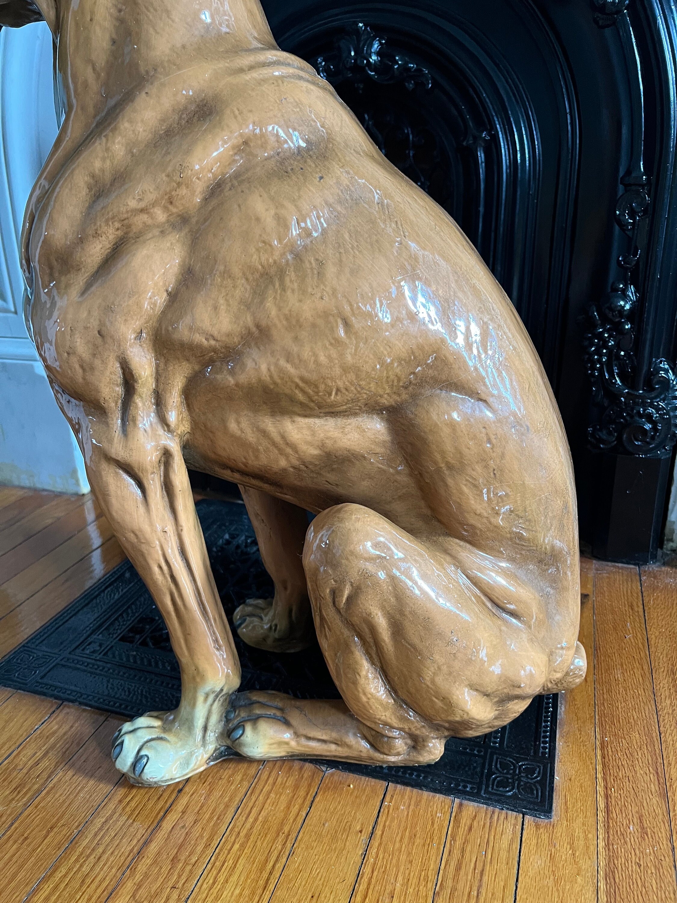 Vintage 1960s-70s Life Size Boxer Dog Statue by Marwal