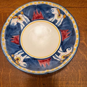 Vietri Solimene Campagna Horse Pottery Serving Bowl, Made in