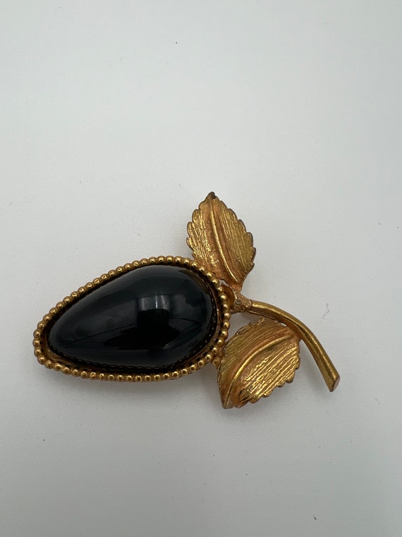 Vintage Original by Robert black art glass brooch 