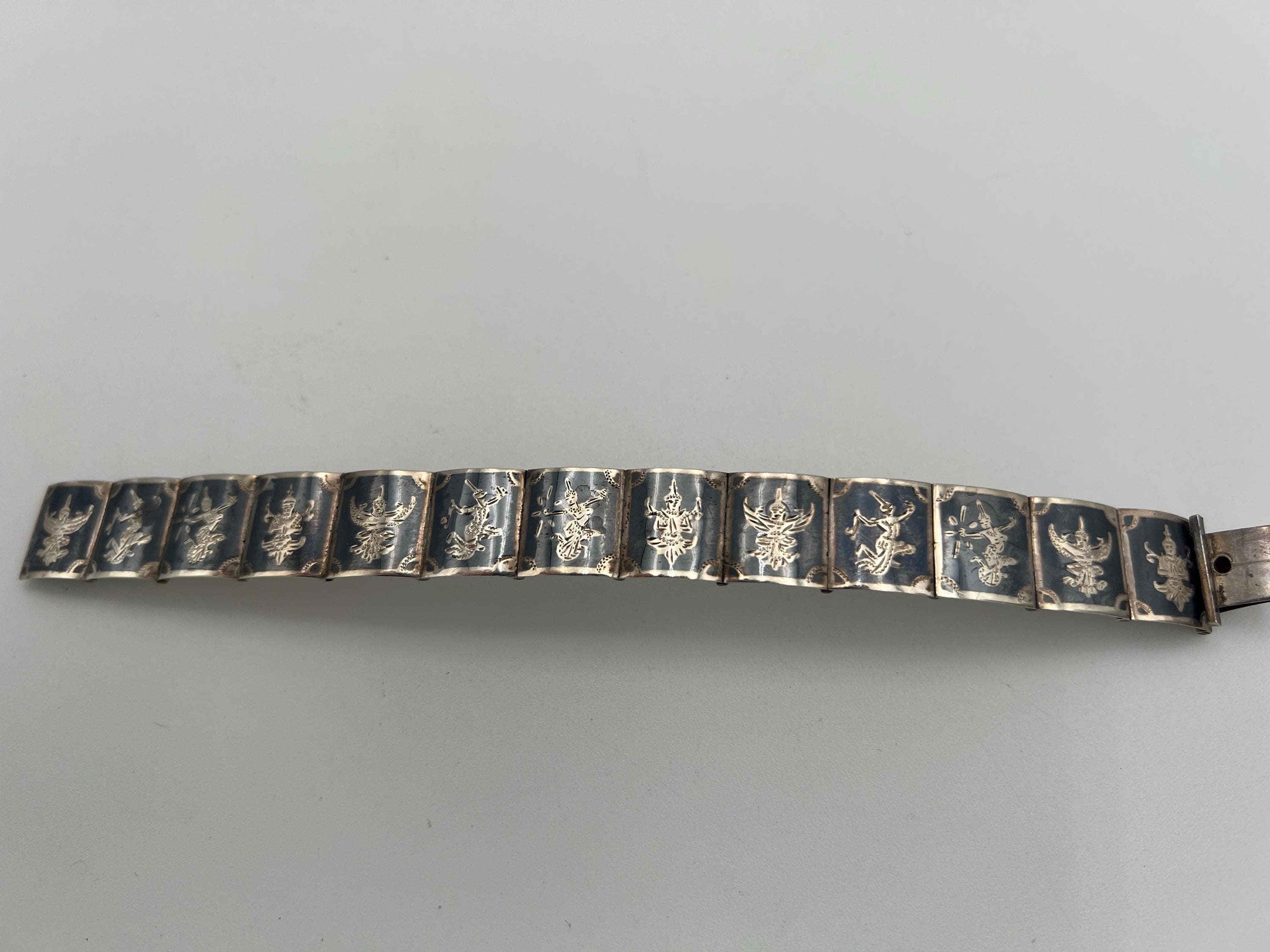 Vintage Siam Sterling Silver Bracelet - Etsy