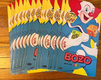 Nos children’s book, BOZO and his ABC ZOO.  printed in 1966. book measures 14”lx7.5”w. new. story by Larry Harmon and Nancy fenno,