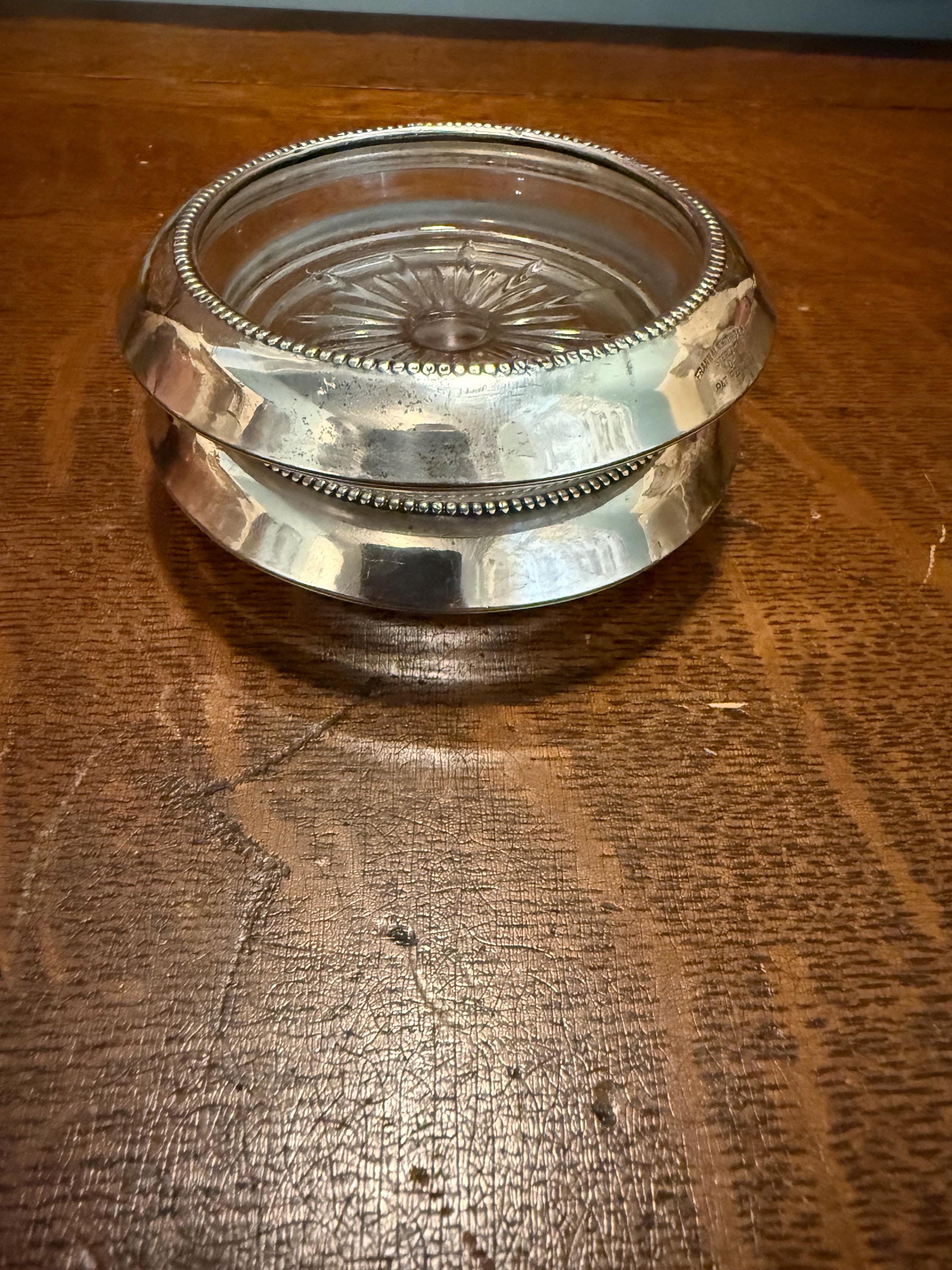 Vintage Sterling Silver Coasters, Frank M Whiting & Co, Set of 2