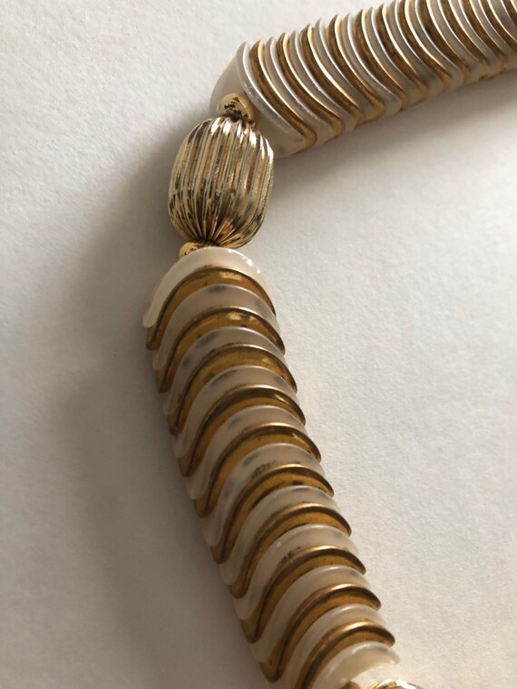 Vintage sandra david gold and satin beaded neckla… - image 5