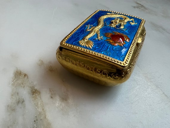 Vintage Chinese export gilt silver enamel guilloc… - image 4