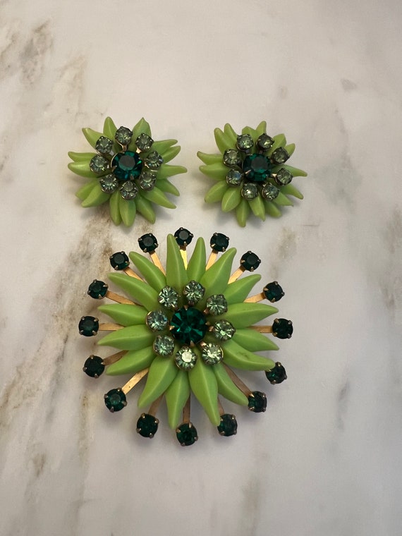 Vintage bright green rhinestone and soft plastic f